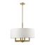 Antique Brass Cresthaven 4-Light Chandelier with Off-White Shade