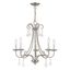 Elegant Brushed Nickel 5-Light Chandelier with Crystal Teardrops