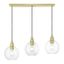 Satin Brass and Clear Glass 3-Light Linear Chandelier