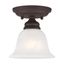 Essex Bronze 1-Light Flush Mount with White Alabaster Glass