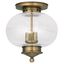 Harbor Antique Brass Globe LED Flush Mount with Hand Blown Seeded Glass