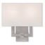 Hollborn Brushed Nickel 2-Light Wall Sconce with Off-White Fabric Shade