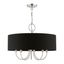 Huntington Brushed Nickel 5-Light Pendant with Black Fabric Shade