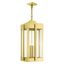 Natural Brass 4-Light Outdoor Pendant Lantern with Clear Glass