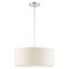 Meadow Brushed Nickel 3-Light Drum Pendant with Oatmeal Shade