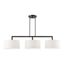 Black Chrome 3-Light Linear Chandelier with Off-White Shades