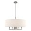 Mini Meridian 4-Light Brushed Nickel Pendant with Oatmeal Shade