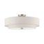 Brushed Nickel 5-Light Semi-Flush Mount with Oatmeal Shade