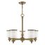 Antique Brass 5-Light Chandelier with Glass Shades