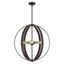 Bronze Globe 5-Light Chandelier with Steel Straps