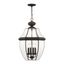 Monterey Elegance 4-Light Outdoor Pendant Lantern in Bronze with Beveled Glass