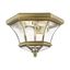 Antique Brass Hexagon 3-Light Outdoor Ceiling Lantern with Clear Beveled Glass