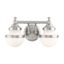 Sleek Industrial Brushed Nickel 2-Light Vanity with Satin Opal White Glass