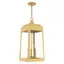 Satin Brass 3-Light Industrial Pendant Lantern with Clear Glass