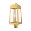 Oslo Satin Brass 3-Light Outdoor Post Top Lantern with Clear Glass