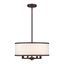 Bronze 4-Light Mini Drum Pendant with Off-White Shade