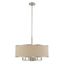 Brushed Nickel 7-Light Outdoor Drum Chandelier with Linen Shade