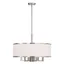 Brushed Nickel 6-Light Drum Chandelier with Off-White Fabric Shade