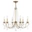 Antique Gold Leaf 6-Light Crystal Chandelier