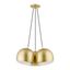 Transitional Soft Gold Globe Pendant with Polished Brass Accents