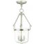 Elegance Mini 3-Light Bell Jar Pendant in Polished Nickel with Handcrafted Glass