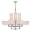 Elegant Brushed Nickel 12-Light Foyer Chandelier with Off-White Shades