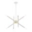 Mini White Crystal 8-Light Chandelier with Polished Brass Accents