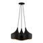 Modern Waldorf 3-Light Teardrop Cluster Pendant in Black with Gold Interior