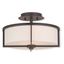 Bronze Wesley 13" Drum Semi-Flush Mount with Off-White Fabric Shade
