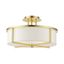 Satin Brass and Glass 3-Light Drum Semi-Flush Mount