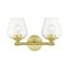 Willow Collection Satin Brass 2-Light Vanity Sconce with Clear Glass