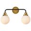 Hanson Dual-Light Bath Sconce with Black, Brass, and Frosted Glass