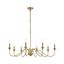 Satin Gold 42" 8-Light Metal Chandelier with Adjustable Chain