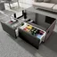 Brown High Gloss Smart Coffee Table with Built-in Fridge and Bluetooth Speakers