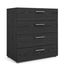 Sleek Black Woodgrain 4-Drawer Bedroom Chest