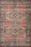 Red and Aqua Medallion Synthetic Rectangular Rug, 2' x 5'