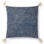 Dark Blue Embroidered Cotton Square Pillow with Tassels