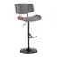 Gray Adjustable Swivel Barstool with Walnut Wood Accent