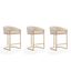 Elegant Mid-Century Cream Leather Bar Stool with Gold Pedestal Base, Set of 3