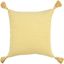 Yellow Cotton Square Throw Pillow with Tassels