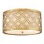 Distressed Gold 16" Drum Flush Mount with Fabric Shade