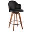 Walnut and Black Swivel Faux Leather Counter Stool