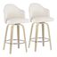 Cream Fabric Swivel Counter Stools with Natural Wood and Chrome