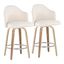 Cream and Chrome Swivel Counter Stools with Bamboo Legs, Set of 2