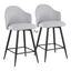 Light Grey Fabric and Black Metal Swivel Counter Stools, Set of 2