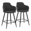 Dark Gray Swivel Metal Counter Stools with Padded Armrests, Set of 2