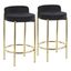 Gold Metal and Black Faux Leather Counter Stool Set, 29 in Height