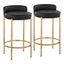 Gold Metal and Black Faux Leather Counter Stool Set, 29 in Height