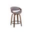 Walnut and Grey Swivel Counter Stool with Metal Footrest