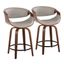 Walnut and Grey Swivel Counter Stool with Metal Footrest